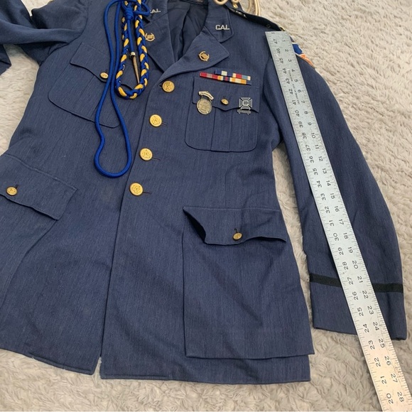 Vintage Men’s Blue Military Jacket with Pins - Picture 13 of 15